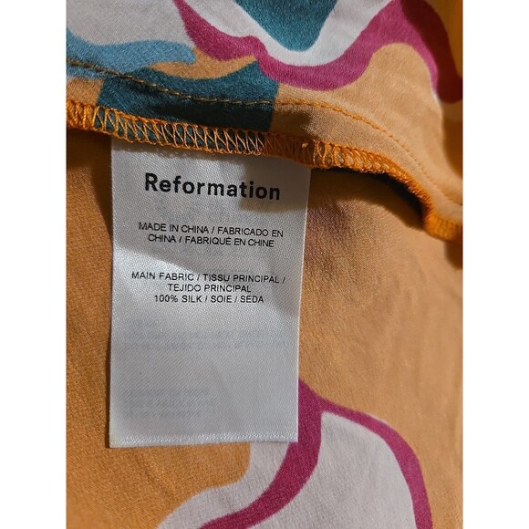 Reformation Marguerite 100% Silk Midi Electra Orange Floral Dress Size Small - Picture 12 of 12
